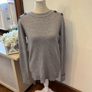 Pink Clover gray long sleeve button shoulder sweater Size S EUC